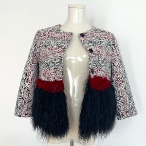 MIRO Cropped Woven Jacket with Faux Fur Detailing Size Large
